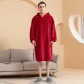 Oversized red flannel hooded blanket hoodie with large front pocket and ribbed cuffs - Male Style / Burgundy