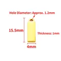 Golden rectangular stainless steel tag 15.5x4mm with hole for DIY jewelry making - Polished Long Tag 4x15.5mm / 18K Gold