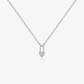 Silver S925 sterling silver heart lock necklace with sparkling centered diamond stone - 925 Silver / Platinum