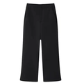 Dettaglio dei pantaloni neri a vita alta a gamba larga con un taglio minimalista pulito - S / Pantaloni Neri