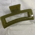 Extra large 13cm jelly olive green rectangular hair claw clip for thick hair styling - 13cm / Jelly Green