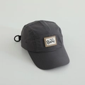 Detail of dark grey quick-dry five-panel cap with Bear patch and adjustable D-ring - 52cm(Adjustable) / Gray