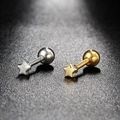 Star-shaped stainless steel screw back earrings in gold and silver finish - Star Stud / Silver