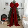 Large burgundy velvet bow tree topper with long flowing ribbons for holiday decor - 160cm x 60cm / Small Bow Style A / Burgundy