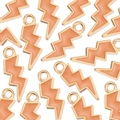 Orange enamel lightning bolt charms with gold metal edges for DIY jewelry making - Nude
