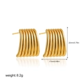 Detailed view of gold twisted stripe hoop earrings with measurements and texture details - 18K Gold Trapezoid Striped Style (T361)