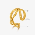 Adjustable 1.7CM gold-plated stainless steel star and moon ring with hammered texture - Gold (086 Style) / 1.7cm (Adjustable)