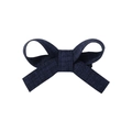 Handmade navy blue fabric bow hair clip for girls featuring premium linen texture - Dark Blue