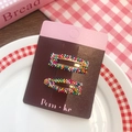 Set of 2 golden hair clips with colorful beads on a decorative gift card base - 2 Pcs/Set / Colorful