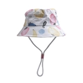 Kids wide brim sun hat with cute fruit pattern and adjustable white chin strap - Style 1 (Fruit Print)