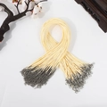 Bulk set of beige wax cord necklace strings with silver metal lobster clasps and chains - Off White