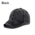 Washed cotton baseball cap in charcoal black with vintage soft top and curved brim - Adult 56-60cm / Black