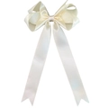 Detail of multi-layered cream satin bow hair clip with long swallowtail ribbon streamers - Beige (10#810)