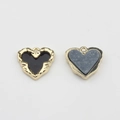 Detail of gold alloy heart charms with black and grey enamel for DIY jewelry making - Black-Gold