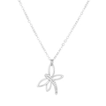 Vintage silver dragonfly pendant necklace with sparkling cubic zirconia on a cable chain - Silver Dragonfly Diamond Style (白K7195)