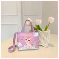 Purple canvas crossbody bag featuring a cartoon unicorn with adjustable straps - Light Purple Pony