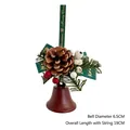 Détail d'une cloche de Noël de 6,5cm avec pommes de pin, baies et ruban Merry Christmas - 18# Grande Cloche Marron Rouge (6.5cm)