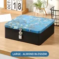 Vintage tin storage box with lock featuring Van Gogh Almond Blossom print in large size - Large - Almond Blossom