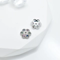 Silver flower bead spacer with colorful crystals for DIY jewelry making on white background - 8mm / White Gold