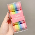 Rainbow macaron colored seamless elastic hair ties set in a transparent storage box - Candy Color 32 Pcs