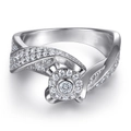 925 sterling silver halo ring with round zircon and twisted pavé-set band in silver finish - Tl-412