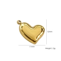 Polished 14K gold-plated stainless steel heart pendant with size markings 12mm x 11mm - Small Polished Heart Pendant (12x11mm)