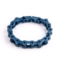Industrial 316L stainless steel blue bicycle chain bracelet for men with polished finish - 220mm / Blue