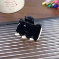 Classic black and cream contrast hair claw clip made of glossy acrylic resin finish - 3cm / Black & White