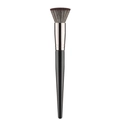 Dual-color sickle contour brush with high-gloss black handle and silver ferrule - Flat Foundation Brush / Black