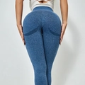 Mallas de yoga sin costuras de talle alto azul vigoré con efecto push-up y moldeador - S / Azul