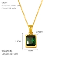 Detailed specs of green zircon rectangle pendant necklace in 18K gold plated steel - Green Zircon Rectangle Pendant (S-N391)