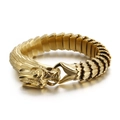 Golden stainless steel dragon scale bracelet with intricate dragon head clasp detail - Gold / 19cm