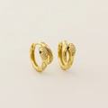 Orecchini a cerchio a forma di serpente dorato in S925 con zirconi e pietre blu - Argento 925 / Oro