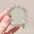 Élastique à cheveux et bracelet en cristal transparent avec médaillon MORAVA argenté - Cristal Blanc Clair