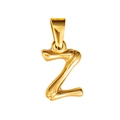 18K gold plated titanium steel bamboo texture letter Z pendant with polished finish - Letter Z