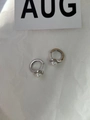 Elegant S925 silver hoop earrings with natural white pearls on white background - 925 Silver / Silver