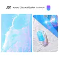 Adesivi per unghie effetto ghiaccio aurora J01 quadrati in blu e rosa cangiante - Forma Quadrata (J01)