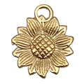 Golden sunflower alloy charm pendant with detailed 3D petals for DIY jewelry making - Sunflower Style B / Gold