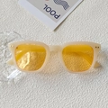 Gafas de sol cuadradas de moda con montura blanco crema y lentes amarillos vivos - Marco Crema Lente Amarilla