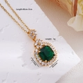 18K gold emerald crown pendant necklace with white diamonds and adjustable chain - Gem 931-Flower Octagon