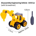 DIY assembly toy drill truck with manual screwdriver for kids birthday cake topper - Yellow Drill Truck with Screwdriver