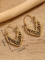 Bohemian gold heart earrings with turquoise accents and hollow pattern details - Gold FX742