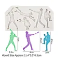 Silicone baseball player silhouette mold for fondant and cake decorating 11.4cm size - Baseball Player / Gray