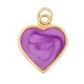 Golden brass heart pendant featuring purple marble enamel texture and double metal rings - Lavender Marble Heart-L284480