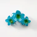Blue gradient frangipani hair claw clip with triple flower design in resin finish - Blue Triple Plumeria [11cm]