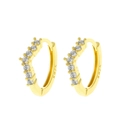 Sparkling gold-plated S925 silver heart shaped earrings with white zircon accents - S925 Large V-Shaped Row Rhinestone Style