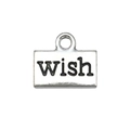 Colgante rectangular de aleación plateada con grabado wish y anilla para bisutería - Rectangular-Wish