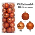 24er-Set 4cm orange Weihnachtskugeln in Glitzer, glänzend und mattem Finish - Bronze