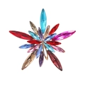 Elegant gold starburst brooch featuring multi-colored marquise crystals in a radiant design - Colorful