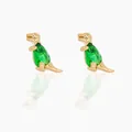 Cute gold T-Rex earrings with pear-shaped green zircon and cartoon dinosaur design - No.4 T-Rex - Gold Base Green Zirconia